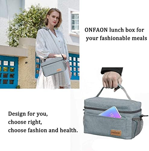 Lunch Bag for Men/Women, Insulated Reusable Lunch Box Leakproof Cooler Tote Bag Freezable with Adjustable Shoulder Strap for Office Work Picnic Beach(Grey)