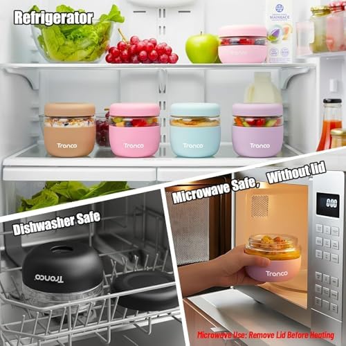Tronco 32 oz Glass Food Storage & Lunch Bowl Containers with Airtight Lids