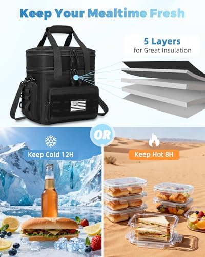 holuxer Lunch Bag & Lunch Box for Men - Tactical XLarge Soft