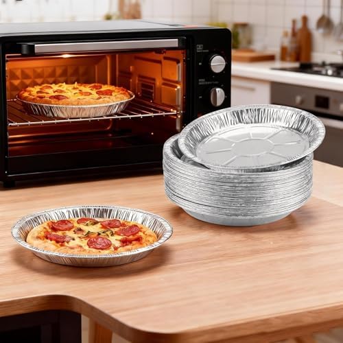 36 Pack 9 Inch Round Aluminum Foil Pie Tins - Disposable Heavy-Duty Pans, Freezer Safe for Baking Pies, Quiches, Tarts & Takeout