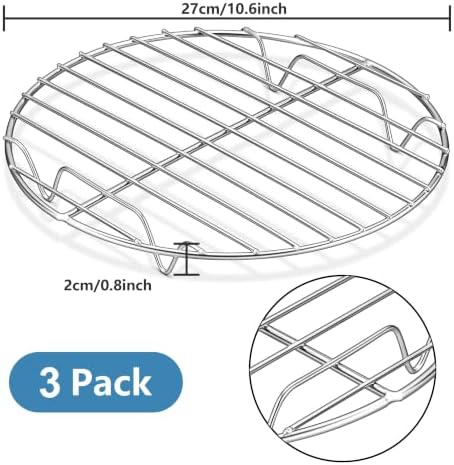 Herogo Round Cooking Racks Set of 3, 10.6 inch Cooling Steaming Rack