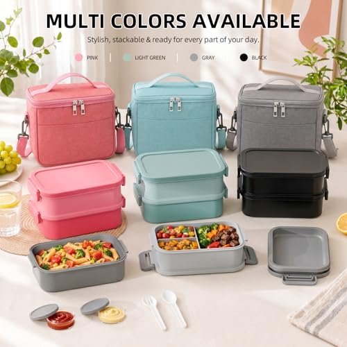 Jelife Bento Box Adults Lunch Box for Men Boys with Lunch Bags