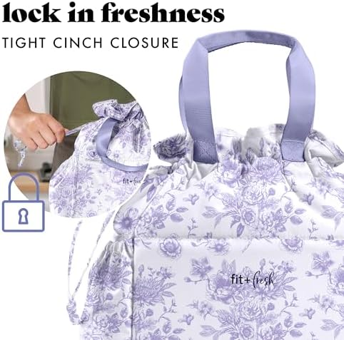 Fit & Fresh Cromwell Cinch Insulated Lunch Bag for Women w/Containers