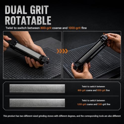 Knife Sharpeners for Kitchen Knives -portable knife sharpener with Adjustable Angle Guide, Coarse/Fine Stone-Portable Wicked Edge Knife Sharpener, Chef, Pocket & Hunting Blades