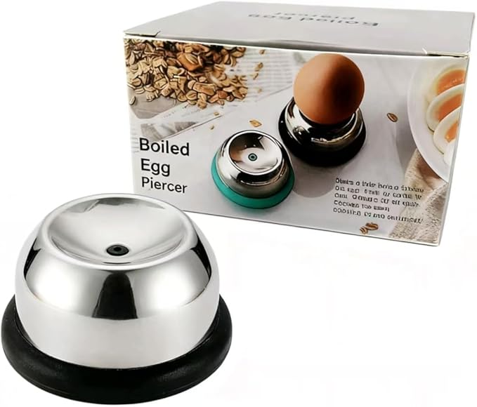 Stainless Steel Egg Piercer with Retractable Pin - Prevents Eggs From Cracking While Boiling, Makes Perfect Easy-Peel Hard Boiled Eggs Every Time, Kitchen Gadget Tool (Black)