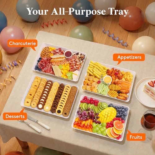 Lifewit 6-Pack Large Serving Tray, 14.5 x 9.5 Plastic Food Serving Platter