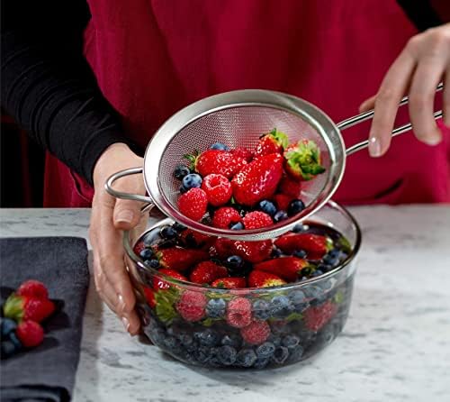 6.3" Fine Mesh Strainer with Stainless steel handle - Sieve Fine Mesh Stainless Steel - Ideal to Sift Flour, Icing Sugar, Fruits and Vegetables.
