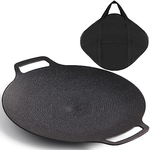 Korean Grill Pan with Nonstick 6-Layer Coating, 13" Round BBQ Griddle with Bag, Compatible for Induction, Gas Stove, Electric Cooktop, Indoor or Outdoor Grilling