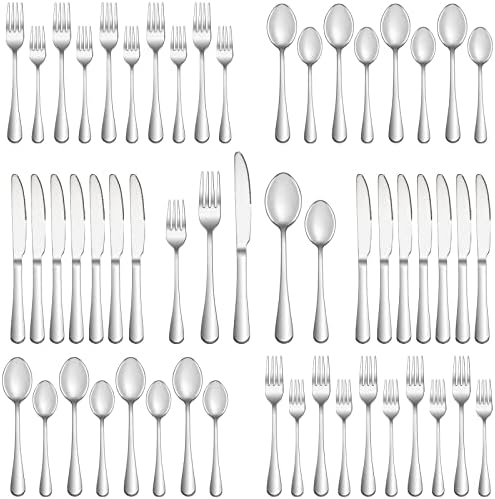 40 Piece Silverware Set Service for 8,Premium Stainless Steel Flatware Set,Mirror Polished Cutlery Utensil Set,Durable Home Kitchen Eating Tableware Set,Include Fork Knife Spoon Set,Dishwasher Safe