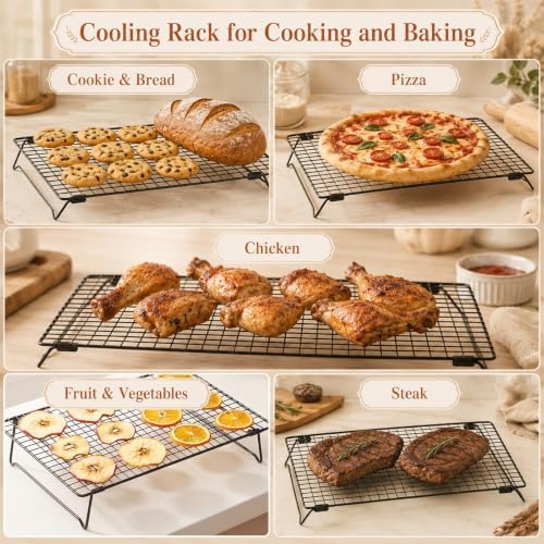 4 Pack Stackable Cooling Racks for Cooking and Baking 17"x11" Roasting Rack