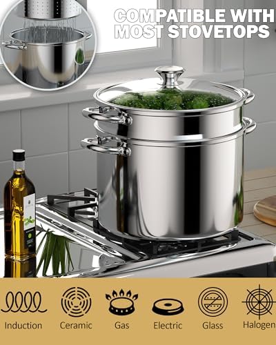 Cook N Home 8 Quart Stainless Steel Pasta Pot with Strainer Lid 3-in-1 Pots