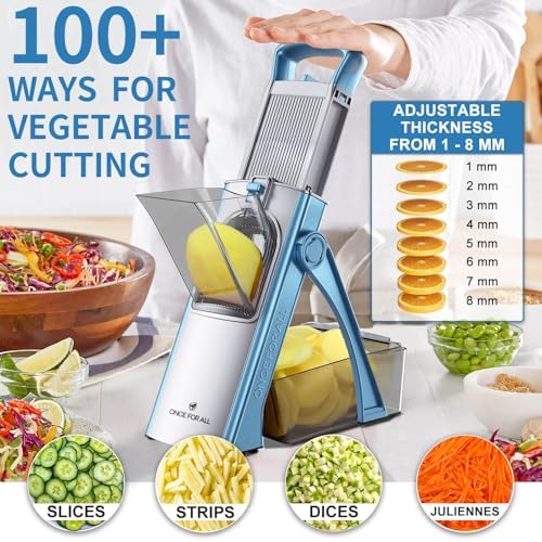 ONCE FOR ALL Upgrade Safe Mandoline Slicer Plus, Bigger Size, SkyBlue