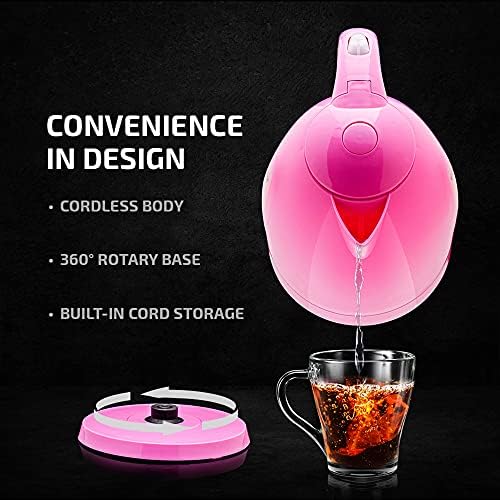 OVENTE Electric Kettle,1.7L Fast Boiling Water Heater for Coffee or Tea,BPA Free with Water Level Gauge,Auto Shut-Off,Boil-Dry Protection,Indicator Light and Removable Filter,Pink KP72P,(Pack of 12)