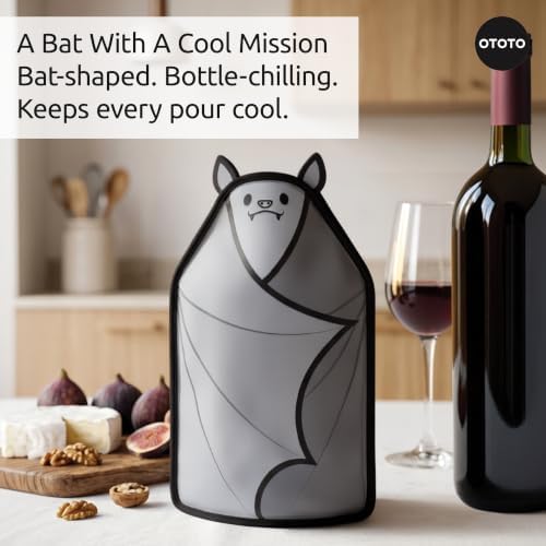 OTOTO Vino Wine Cooler Sleeve - Bat Cooler Sleeve for Wine Bottles & Glass Bottles, Reusable Bottle Cooler Sleeve, Halloween Spooky Gifts, Gothic Gifts, Unique Kitchen Gadgets