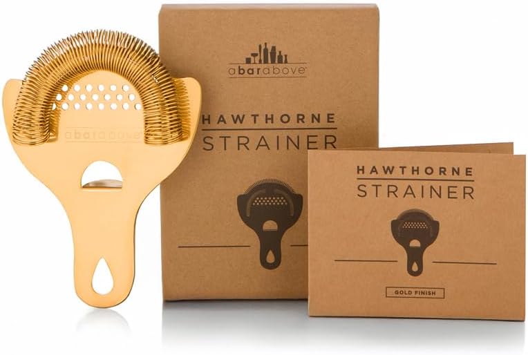 A Bar Above Premium Hawthorne Strainer, High Density Spring Coil, Gold