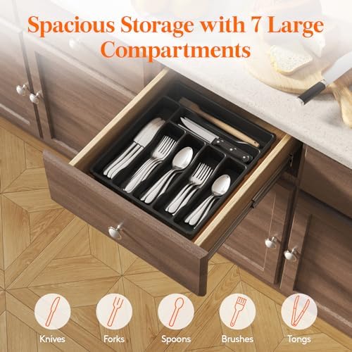 Lifewit Silverware Drawer Organizer Tray, Cutlery Storage for Kitchen