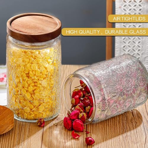 Vintage Glass Jar with Lid, Airtight Candy Coffee Canister Food Storage
