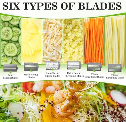 Electric Cheese Grater Rotary Slicer-One-Touch Control Vegetable Slicer, Nuts Grinder Cheese Shredder for Home Kitchen Use, 6 Replaceable Stainless Steel Blades(Black)