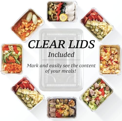 (55 Count) 2.25LB Aluminum Containers with Lids (8.5"x6") - Disposable Foil Container for Takeout, Baking, Freezing, Food Storage - Aluminum Pans with Lids, To Go Containers