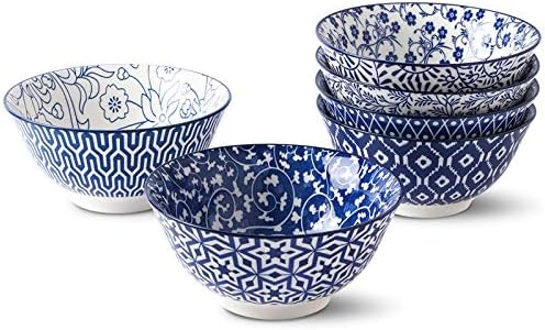 Selamica Ceramic 20 Oz Cereal Bowls Set of 6, 6 inch Soup Bowls