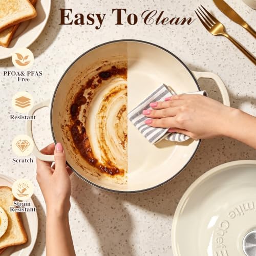 Umite Chef 6QT Enameled Cast Iron Dutch Oven for Bread Baking