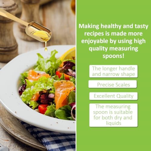 2 Pcs 1 Tablespoon(15 mL | 3 Tsp | 1 Tbsp | 15 cc | 1/2 oz) Stainless Steel Single Measuring Spoon, Long Handle Metal Measuring Spoon, Kitchen Gadgets for Cooking & Baking(Gold)