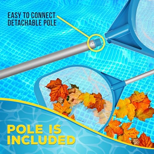 U.S. Pool Supply Pool and Spa Skimmer Net with Pole, Handheld Fine Mesh