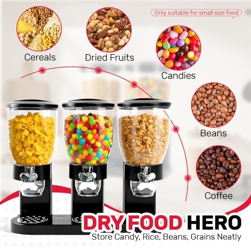 Triple Cereal Dispenser Countertop - 3 Pack 2L Black