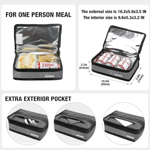 Aosbos Small Insulated Lunch Bag,Compact Lunch Box For Work & Office