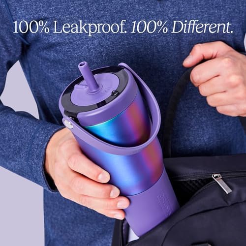 BrüMate Resa 35oz 100% Leakproof Travel Tumbler with Handle & Straw | Flexible SoftSip Straw | Silicone Sleeve for Durability | Stainless Steel | Cup Holder & Travel Friendly Water Bottle | (Dune)