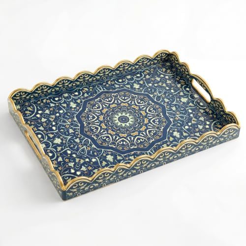 AGIOTA Coffee Table Trays for Living Room Serving Tray with Handles, Modern Large Tray for Ottoman Coffee Table