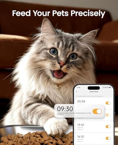 oneisall 5G WiFi Automatic Cat Feeder for 2 Cats, App Control, 20 Cups/5L