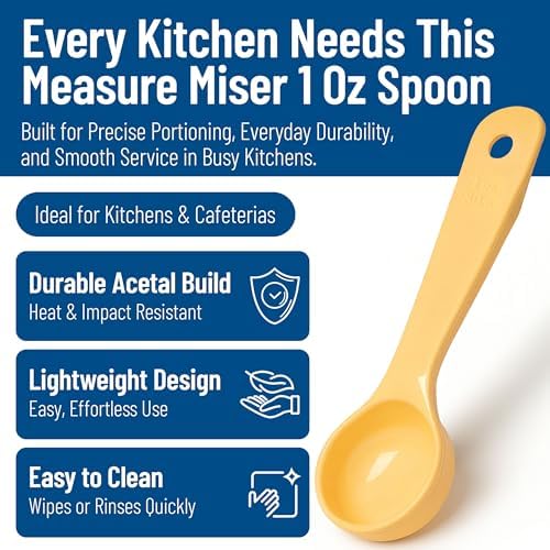 Carlisle FoodService Products 492104 Measure Miser Solid Measuring Spoon with Short Handle, 1 Ounce, Yellow