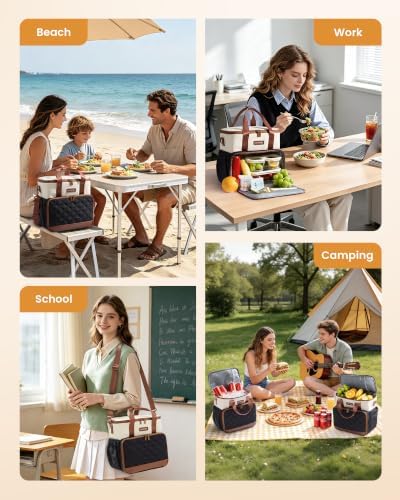 LOVEVOOK Insulated Lunch Bag for Women Men, Large Double Deck Lunch Box