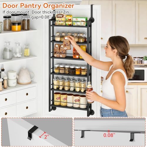IBUYKE Over the Door Spice Organizer,Door or Wall Mount,Black TLJ028B