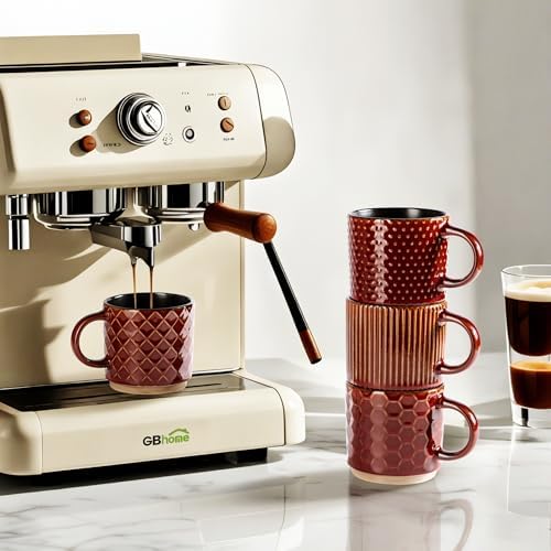 GBhome 12 OZ Stackable Coffee Mugs Set of 4, Ceramic Coffee Cups Set
