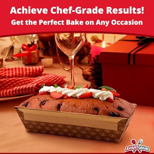 Chef-Grade 1Lb Paper Loaf Pans w/Lids 50Pk. Elegant Disposable, Bakeable Kraft Pan Supplies for Baking Bread, Small Meatloaf, Bundt Cake Sweets for Holiday Gifts, Bake Sales or Fundraiser.