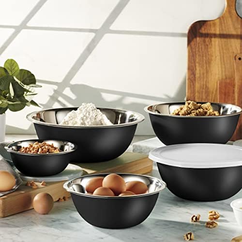 10-Piece Stainless Steel Mixing Bowl Set with Lids for Food Prep & Storage