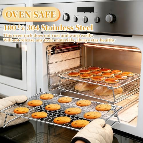 3-Tier Cooling Racks for Baking, 304 Stainless Steel, 13"x9"x2.17"