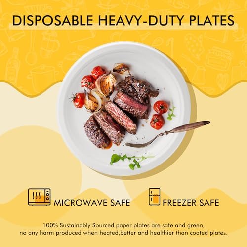 RACETOP Compostable Paper Plates 9 Inch [125 Pack]