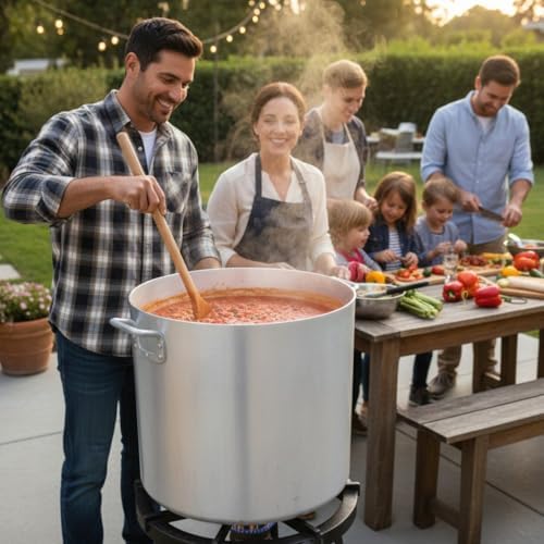 TrueCraftware- 100 qt. Aluminum Stock Pot with Riveted Handles 4mm Thickness- Multipurpose Pot Cookware Large Stockpot Stew For Cooking Simmering Soup Seafood Stock Home Kitchen Restaurant