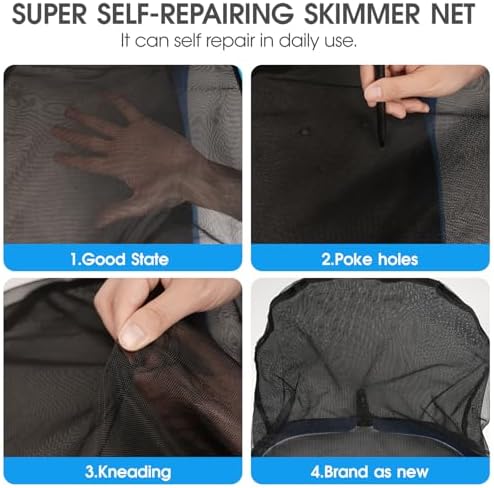 TidyMister Upgraded Full Double Layer Pool Net Rake,17.5'' - Outer Heavy Duty Self-Repair Net & Inner Fine Mesh Net for Particle Debris, Above Ground & In-ground Swimming Pools, No Poles