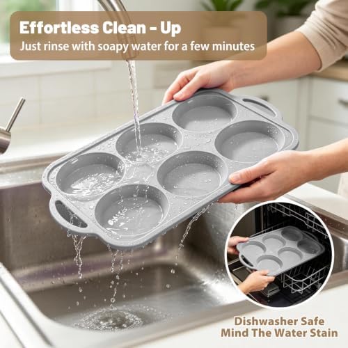 4 Inch Jumbo Silicone Muffin Top Pan with Frame Non Stick Egg Mold Baking