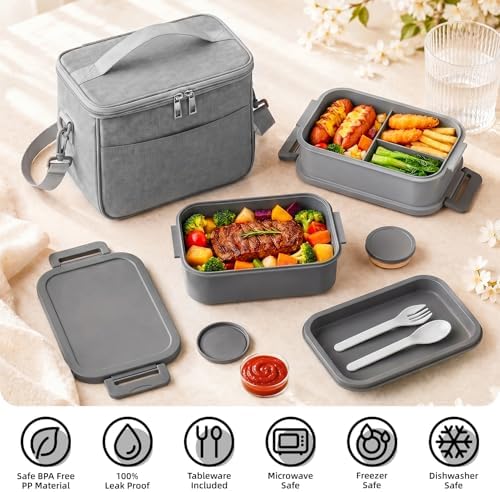 Bento Box adults Lunch Box Containers for Men with Lunch Bags Leak Proof