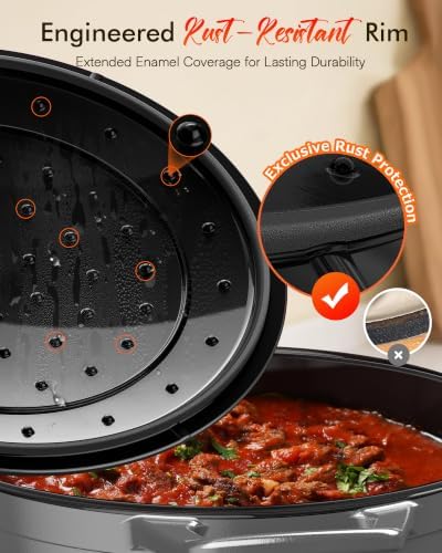 Nuwave 6 Qt PFAS-Free Enamel Cast Iron Dutch Oven Pot with Lid, BlackSesame