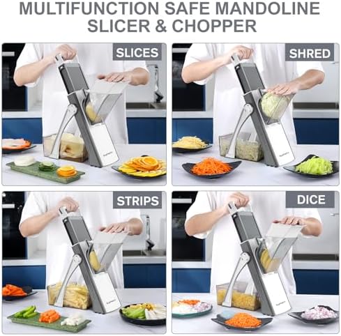 SupMaKin Safe Mandoline Slicer Plus for Kitchen Adjustable Vegetable Slicer