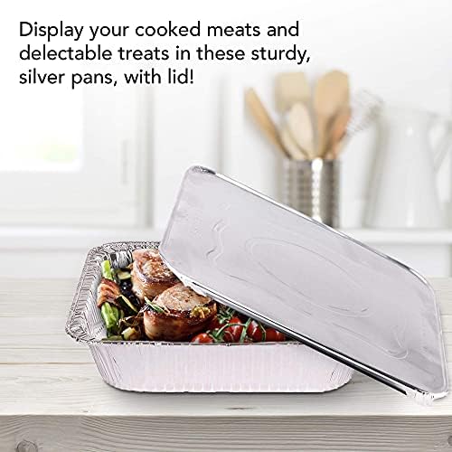 Stock Your Home 9x13 Aluminum Trays with Lids (10 Pack) – Disposable Half Size Deep Pans for Cooking, Storage, BBQ, Grilling, Catering