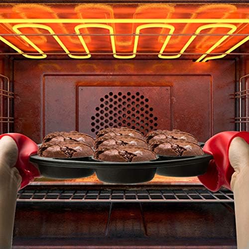 11.2" Pre-seasoned Cast Iron Muffin Pan with Heat Resistant Gloves
