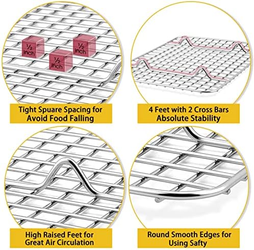 P&P CHEF 9.75 Inch Stainless Steel Cooling Baking Rack Set of 2
