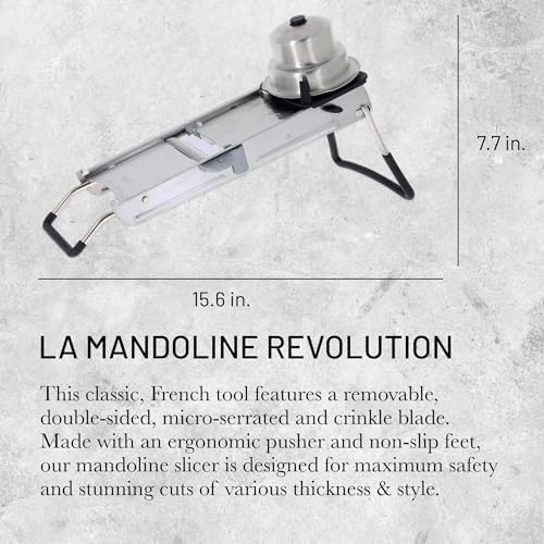 de Buyer LA MANDOLINE REVOLUTION - Removable, Double-Sided Stainless Steel Blade - Ideal for Cutting, Shredding, Dicing & Cubing - Includes Three Julienne Blades - Made in France